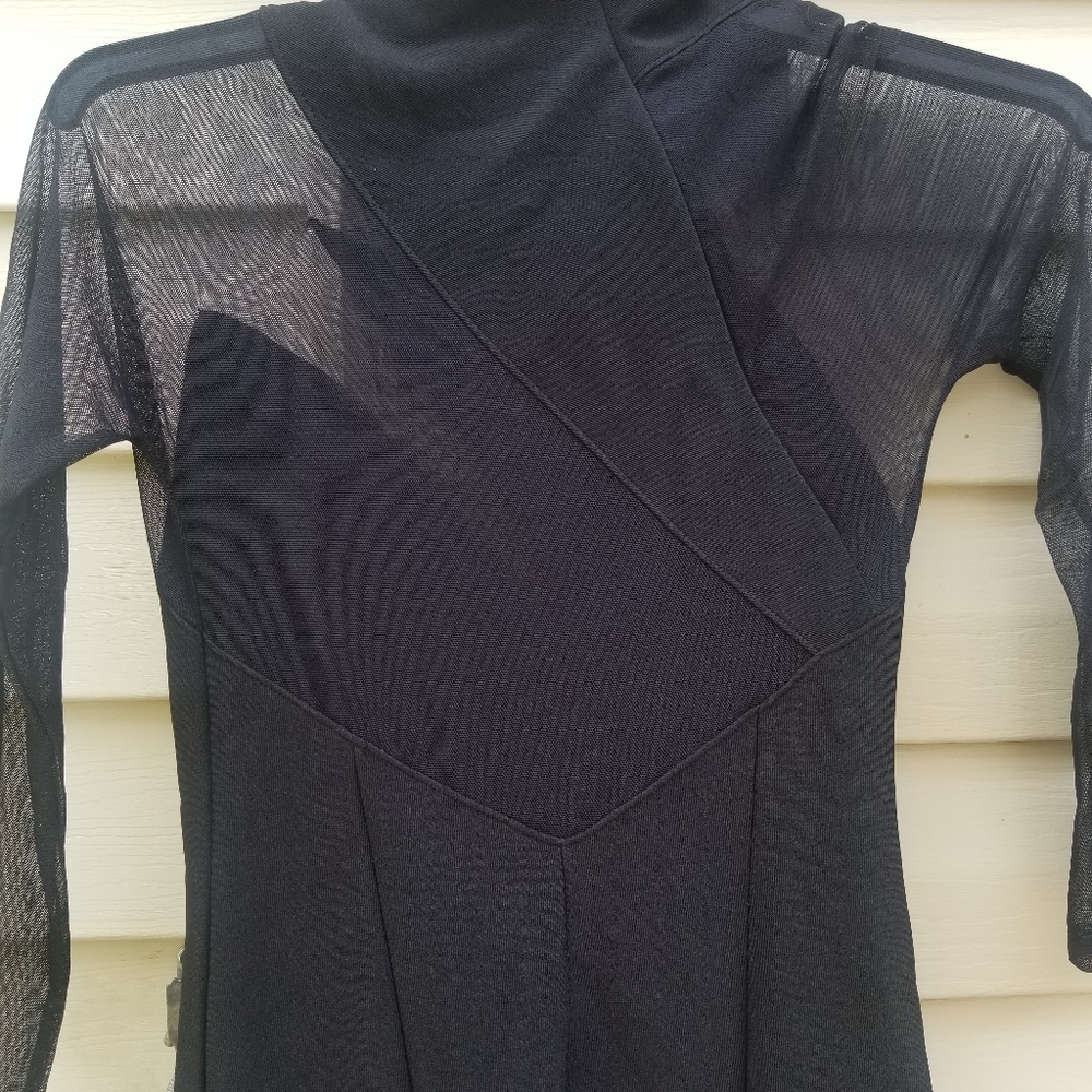 Black dress, arms and some chest area are mesh